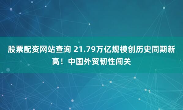 股票配资网站查询 21.79万亿规模创历史同期新高！中国外贸韧性闯关